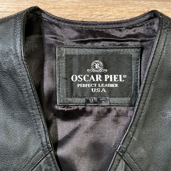 Oscar Piel perfect motorcycle leather vest Sz M - Picture 4 of 9